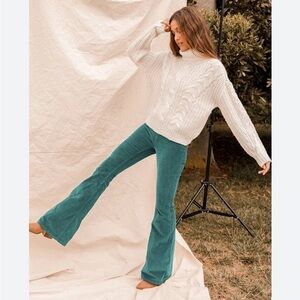 Free People Teal Corduroy Flare Pants